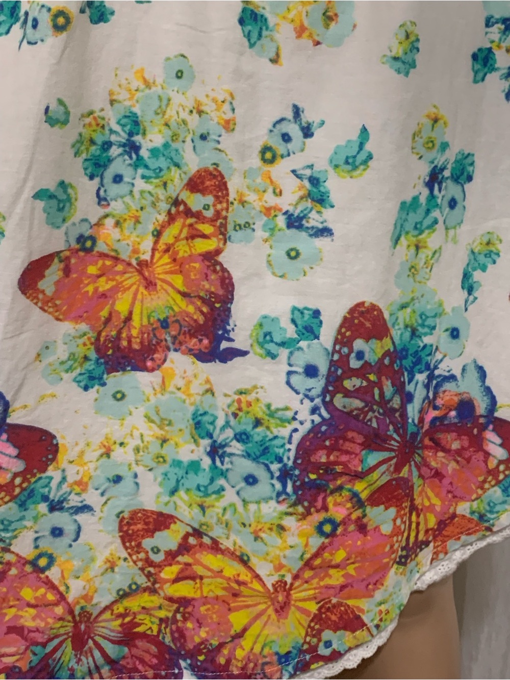 🌸 Sz M Candie's White High Low Midi Skirt with Multicolor Butterfly Print - Picture 10 of 13